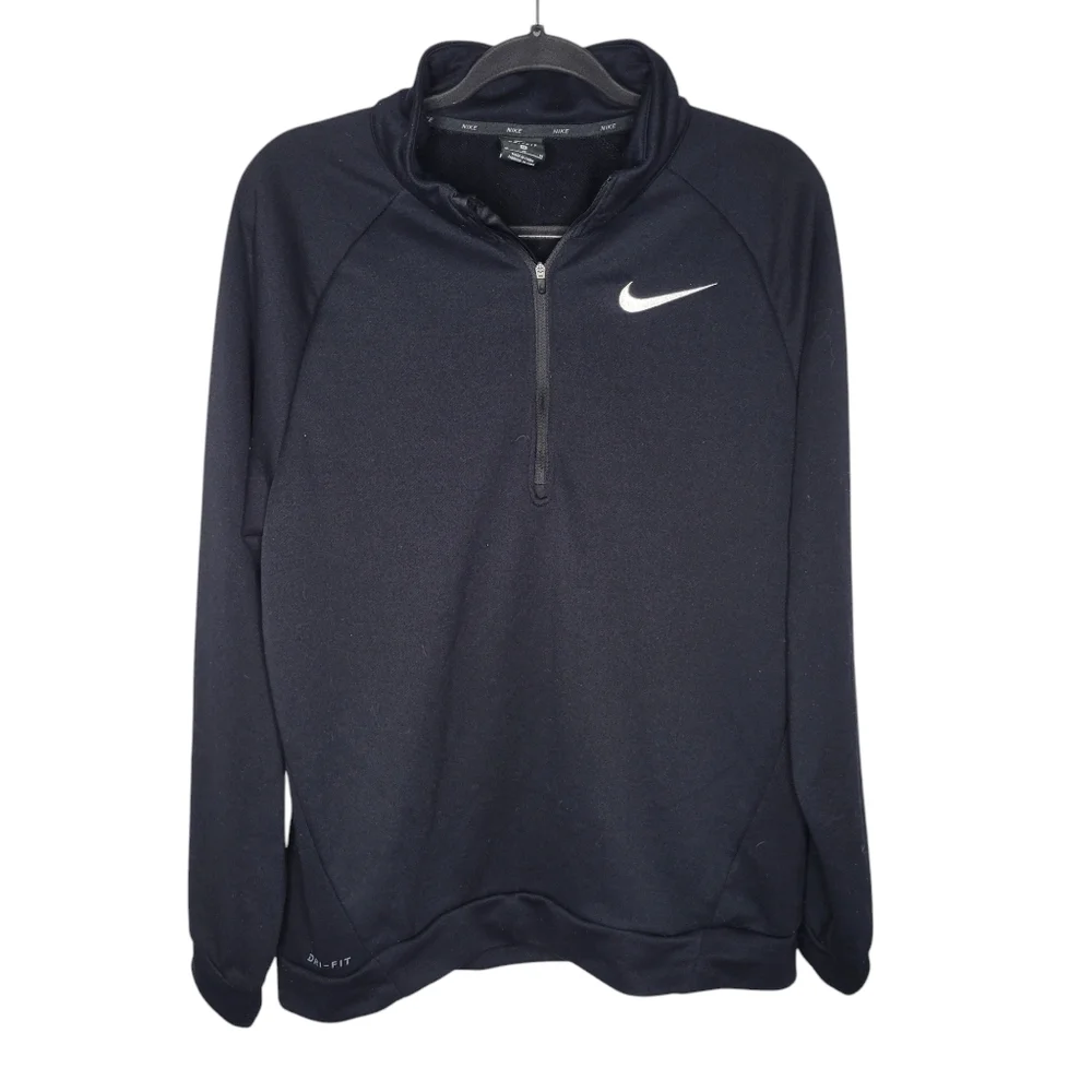 Nike Swoosh Half Zip Pullover Sweatshirt Embroidered in Black Size Medium